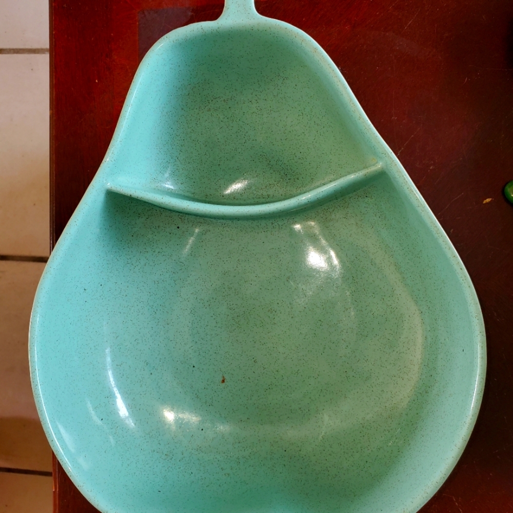 Pfaltzgraff Pottery Pear Shaped 13" Aqua Divided Dish